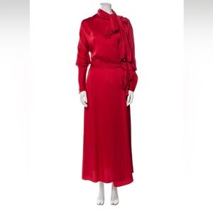 Red Silky Sies Marjan Wrap Maxi Dress With Neck Tie